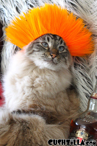 Dog Wig / Cat Wig: Cushzilla Beaker-Gone-Punker Orange Punk Wig